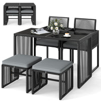 Tangkula 5 Pieces PE Wicker Patio Dining Set  with Cushions