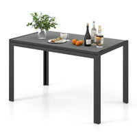 Table à manger rectangulaire en osier Tangkula pour 6 personnes, plateau en rotin de 48 pouces et cadre en métal robuste (marron mélangé)