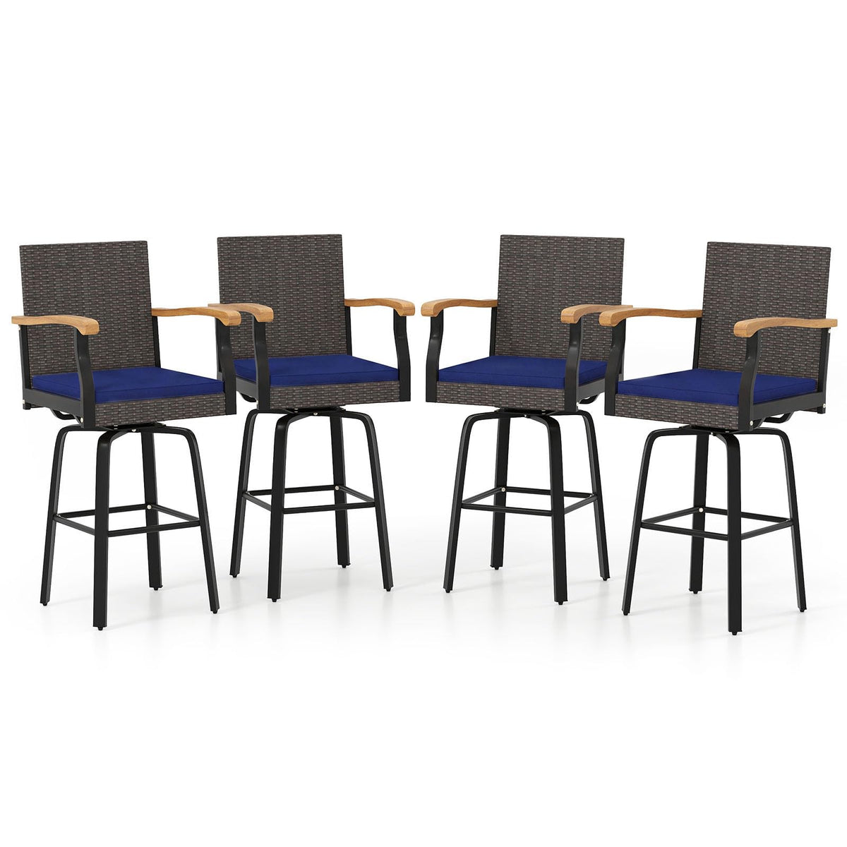 Tangkula Outdoor 360° Swivel Bar Stool for Backyard