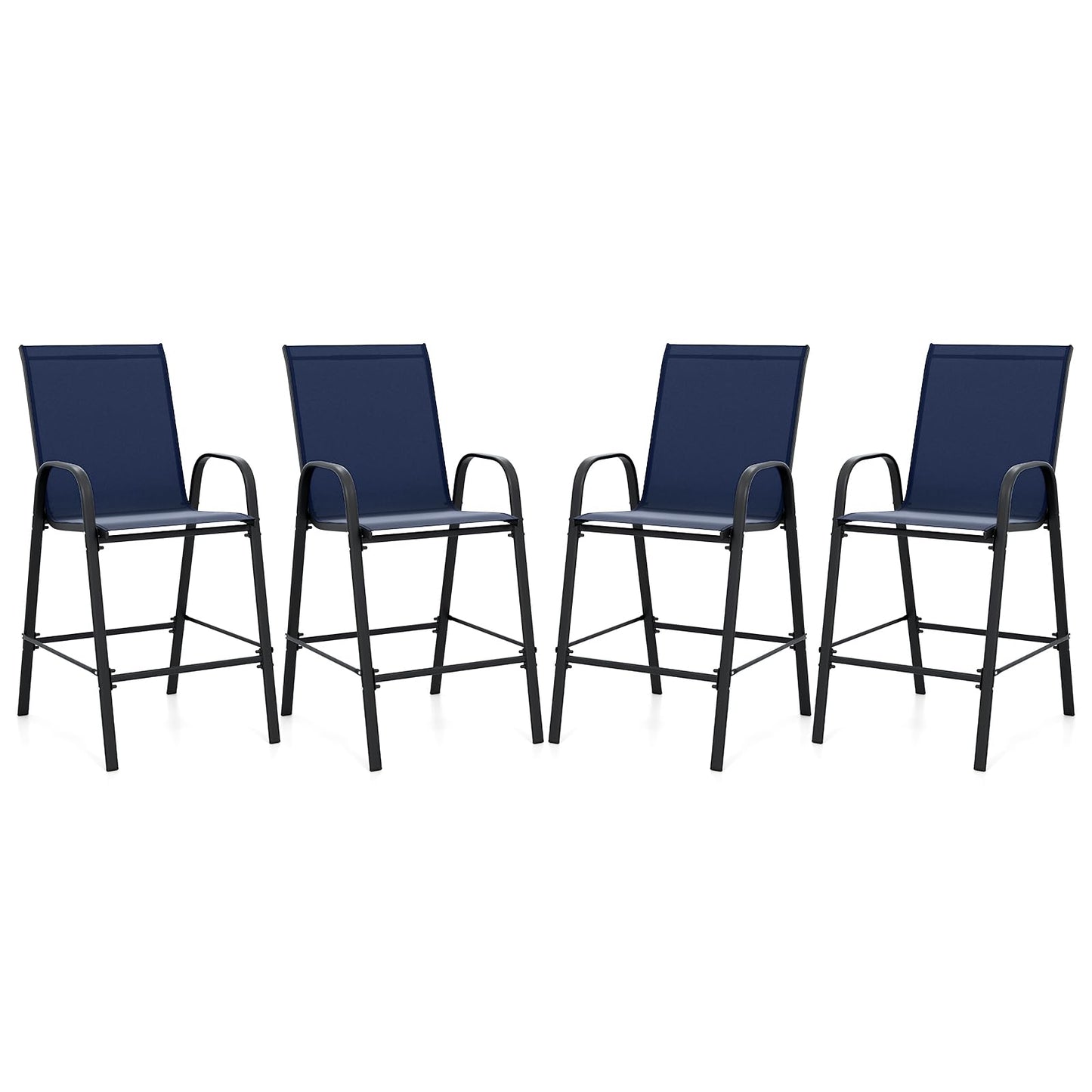 Tangkula Outdoor Bar Stools Set of 2/4 with High Back for Backyard Deck Pool