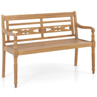 Tangkula Outdoor Bench, 2-Person Garden Bench with Wide Backrest and Curved Armrests