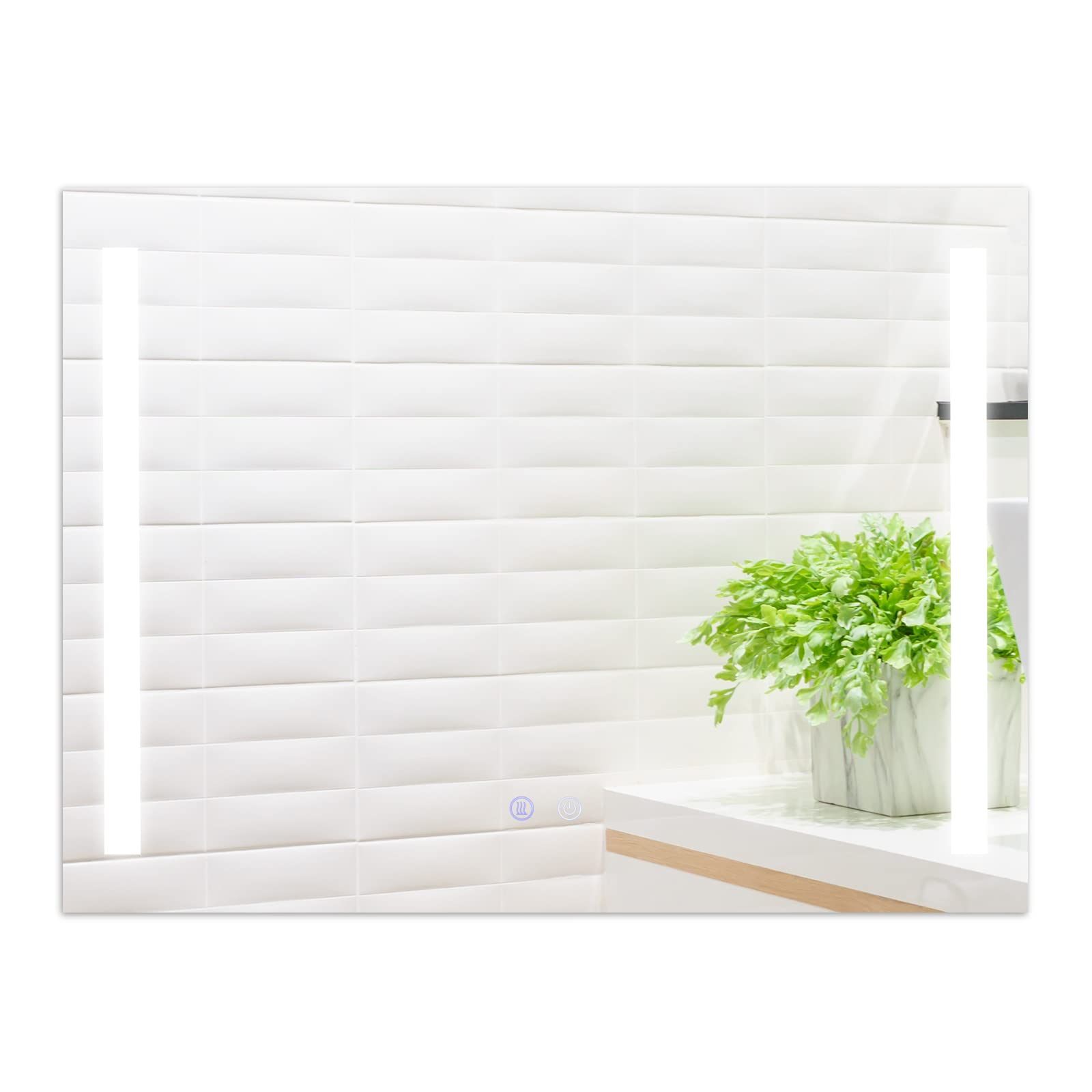Tangkula 80CMx60CM LED Bathroom Mirror with Steplessly Adjustable Brightness