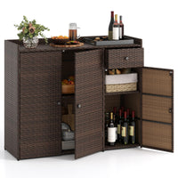 Tangkula Rattan Outdoor Storage Cabinet for Patio Garden Poolside
