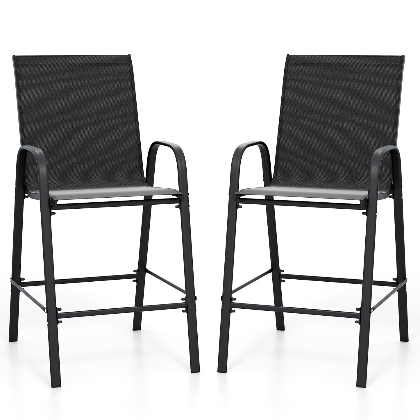 Tangkula Outdoor Bar Stools Set of 2/4 with High Back for Backyard Deck Pool