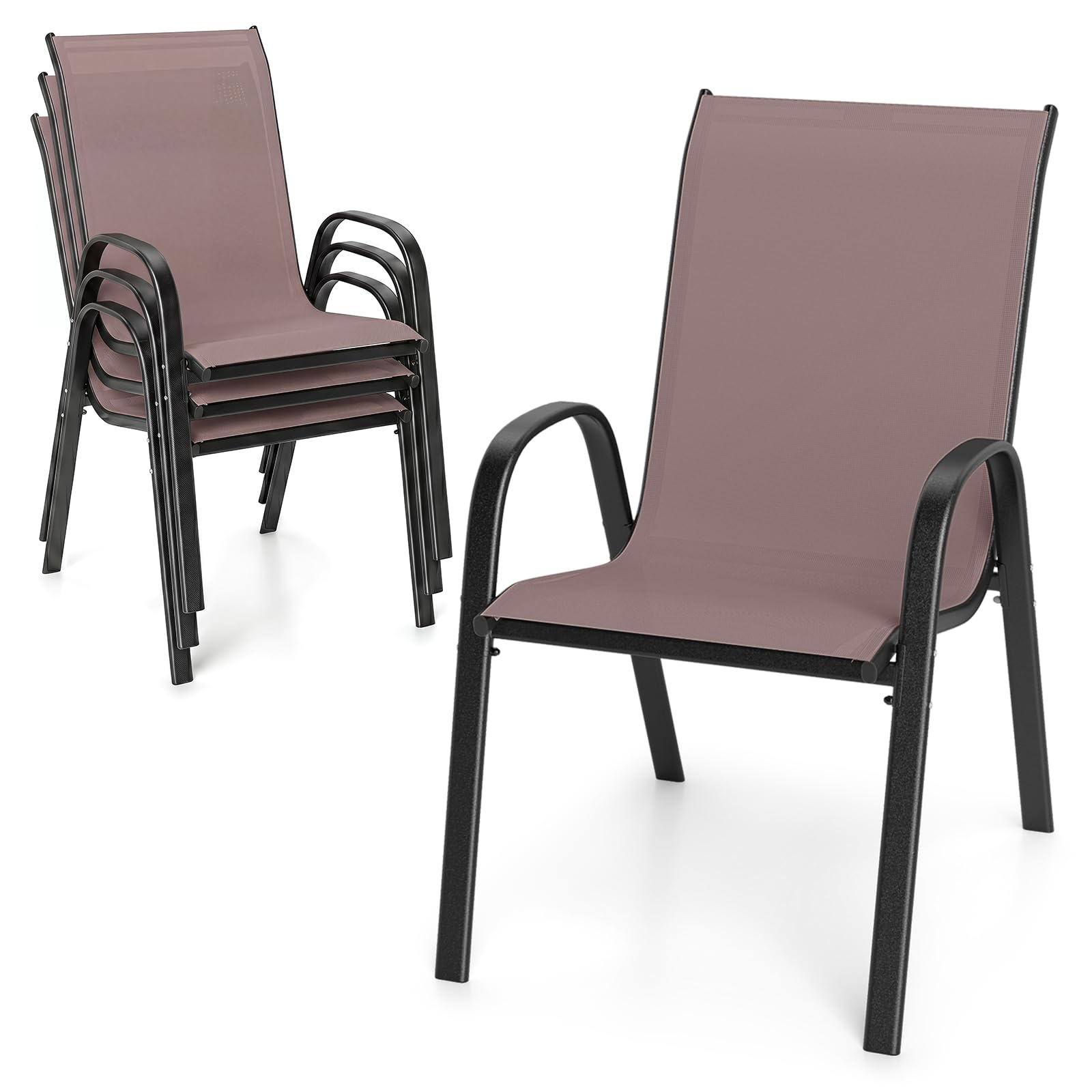Tangkula Stackable Patio Dining Chairs Set of 4