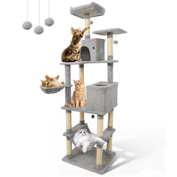 Tangkula 80 Inch Tall Cat Tree with 2 Condos Plush Perch Dangling Toys for Indoor Cats