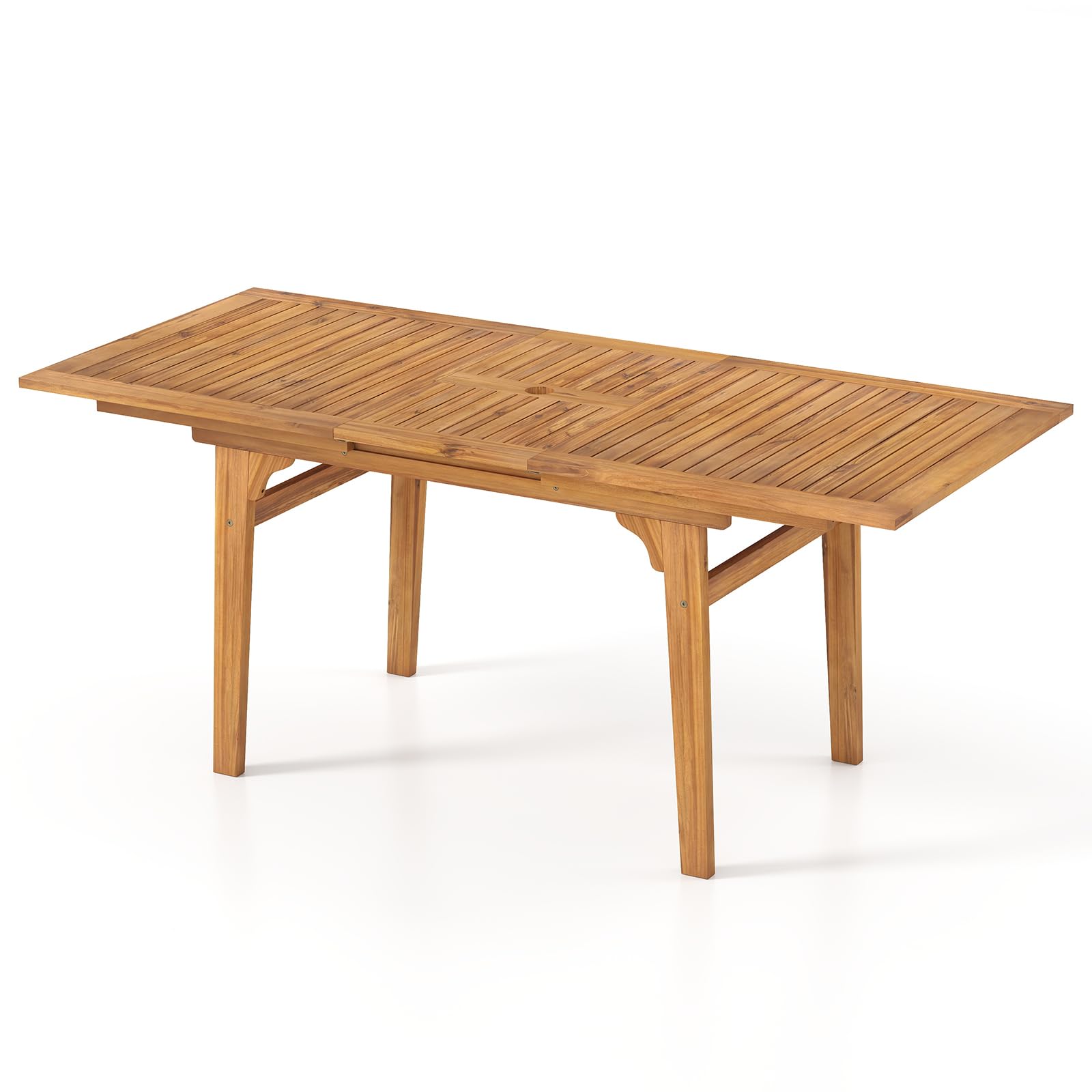 Tangkula Acacia Wood Patio Expandable Dining Table