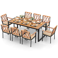 Tangkula 9 Pieces Patio Dining Set（Natural & Black）