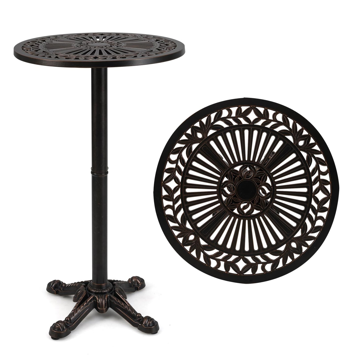Tangkula Table de bar ronde d'extérieur 61 cm pour jardin, véranda, balcon ou bord de piscine