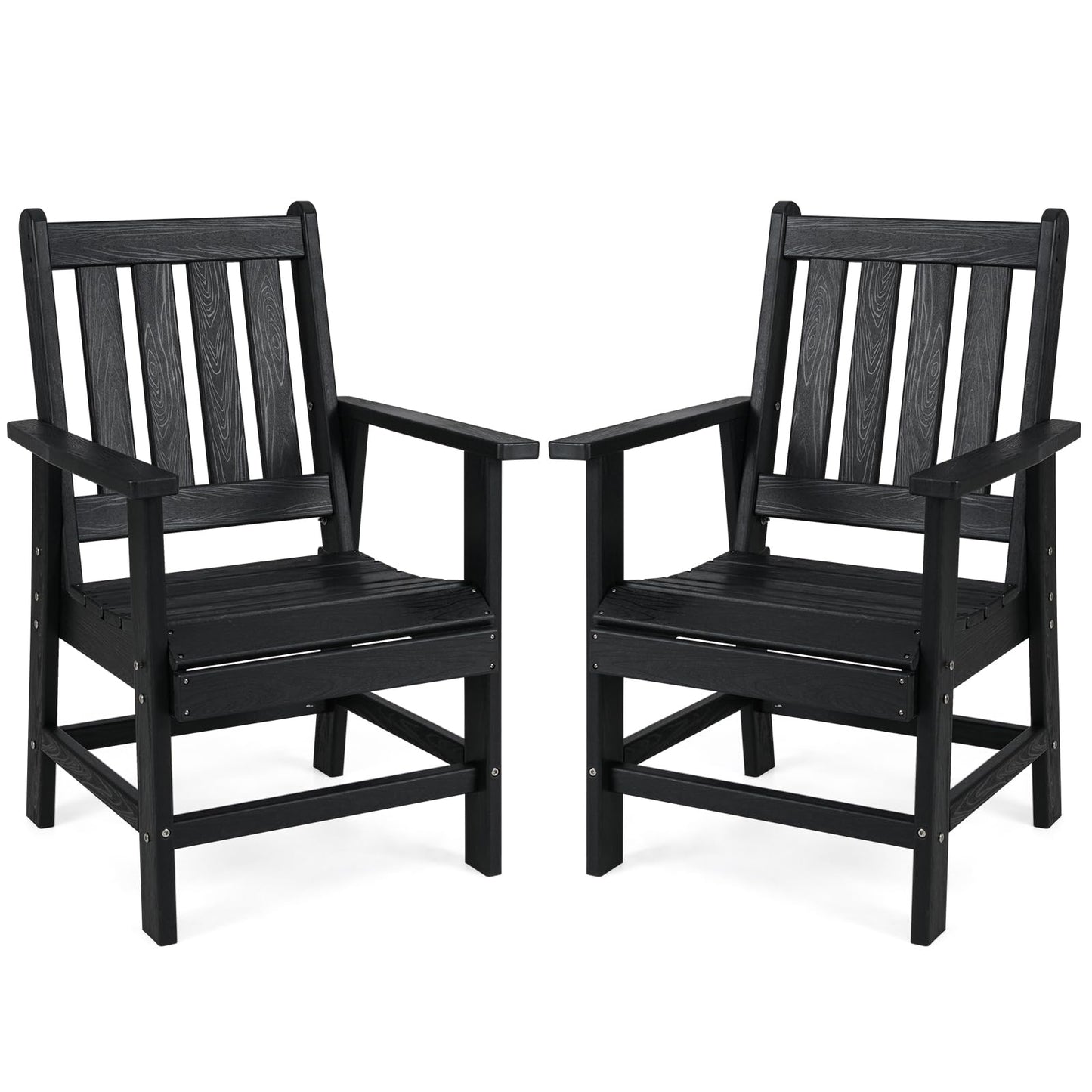 Tangkula HDPE Patio Dining Chairs Set of 2/4 with Wide Armrests