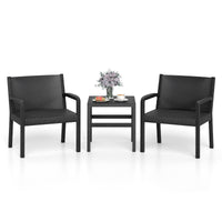 Tangkula 3 Piece Patio Furniture Set with 2 Modern Rattan Armchair and 25 Inch Squire Side Table
