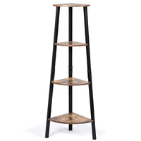 Industrial Corner Shelf, 4-Tier Ladder Bookshelf, Metal Frame Storage Rack