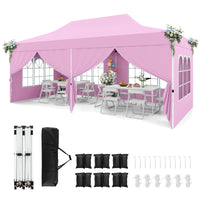 Tangkula 10x20 Ft Pop Up Canopy with 6 Sidewalls, Instant Setup Canopy Tent with 2 Zippered Door, Windows, Carrying Bag