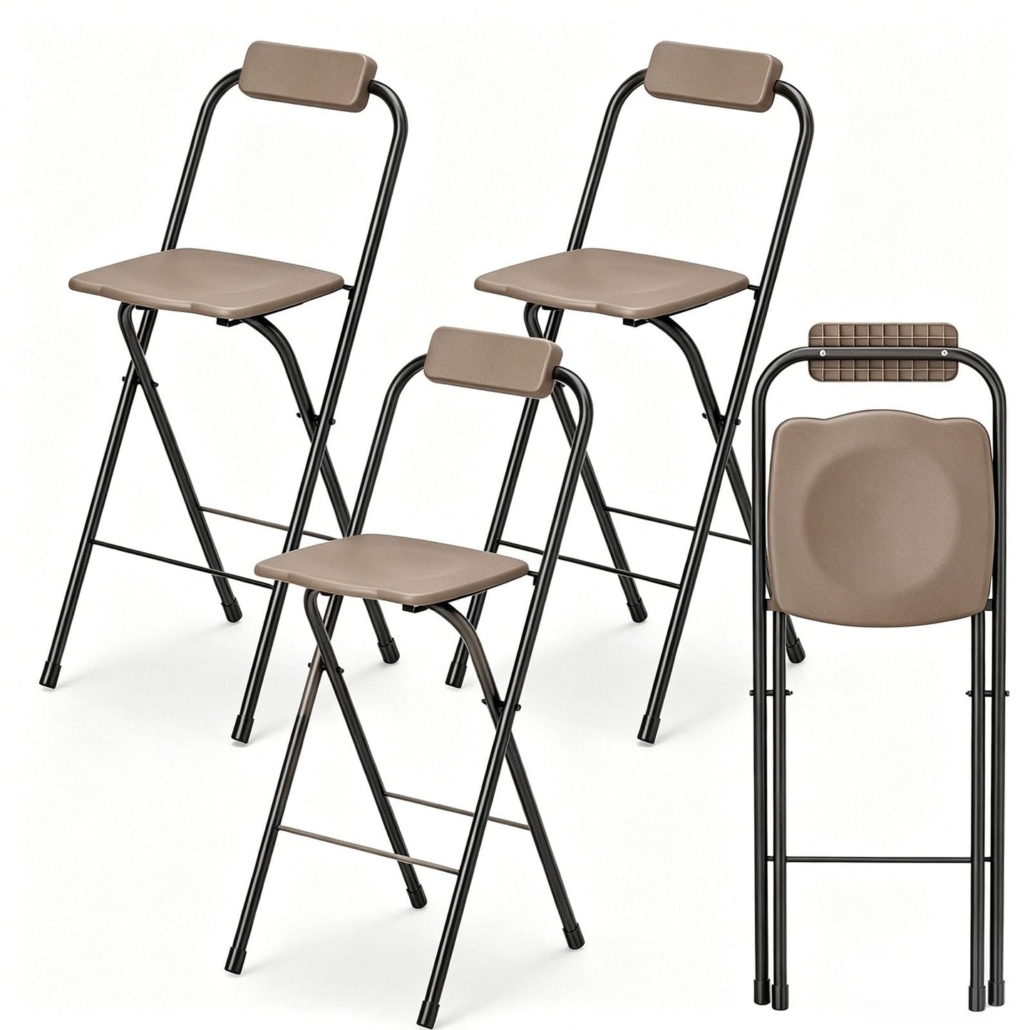 Tangkula Folding Bar Stools Set of 2/4 Portable Bar Height Stools