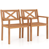 Tangkula Acacia Wood Patio Dining Chairs Set of 2/4