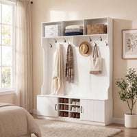 Tangkula 6-in-1 Hall Tree with Coat Rack and Shoe Storage