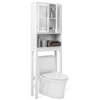 Tangkula Over The Toilet Storage Cabinet  w/Double Tempered Glass Doors