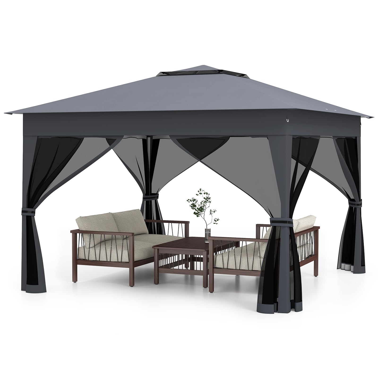 Tangkula 11x11 FT Pop Up Gazebo with Netting