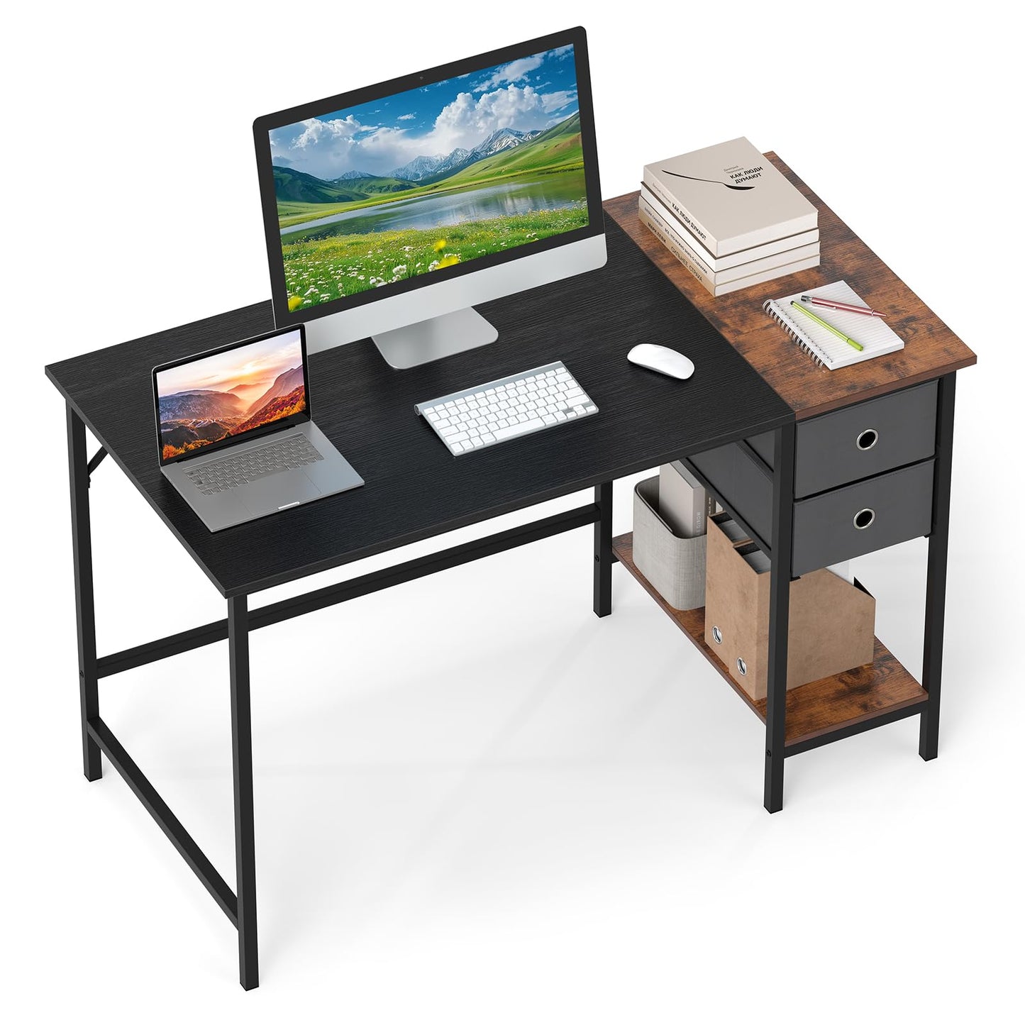 Tangkula 48" Computer Desk with 2 Fabric Drawers