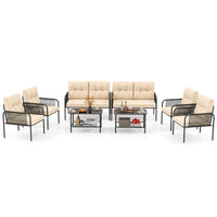 Tangkula Patio Furniture Set PE Rattan Sofa Chairs（4/8）