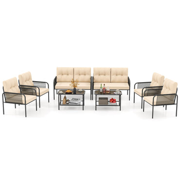 Tangkula Patio Furniture Set PE Rattan Sofa Chairs（4/8）