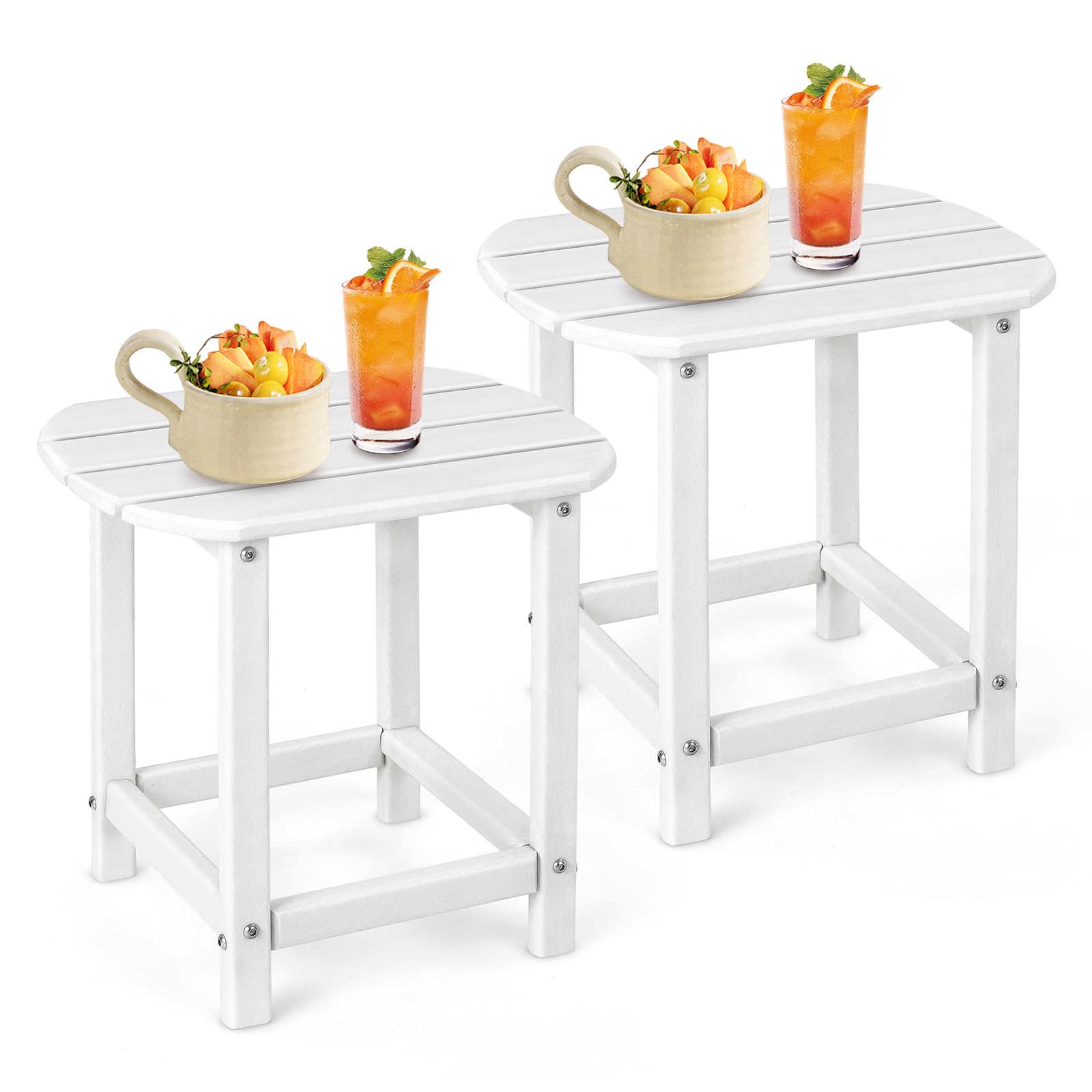 Weather Resistant Adirondack Table, White, Set of 2 - Tangkula