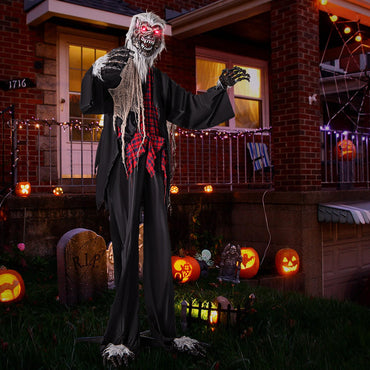 Tangkula 8.2 FT Standing Animatronic Werewolf, Scary Halloween Prop with Howling Sounds