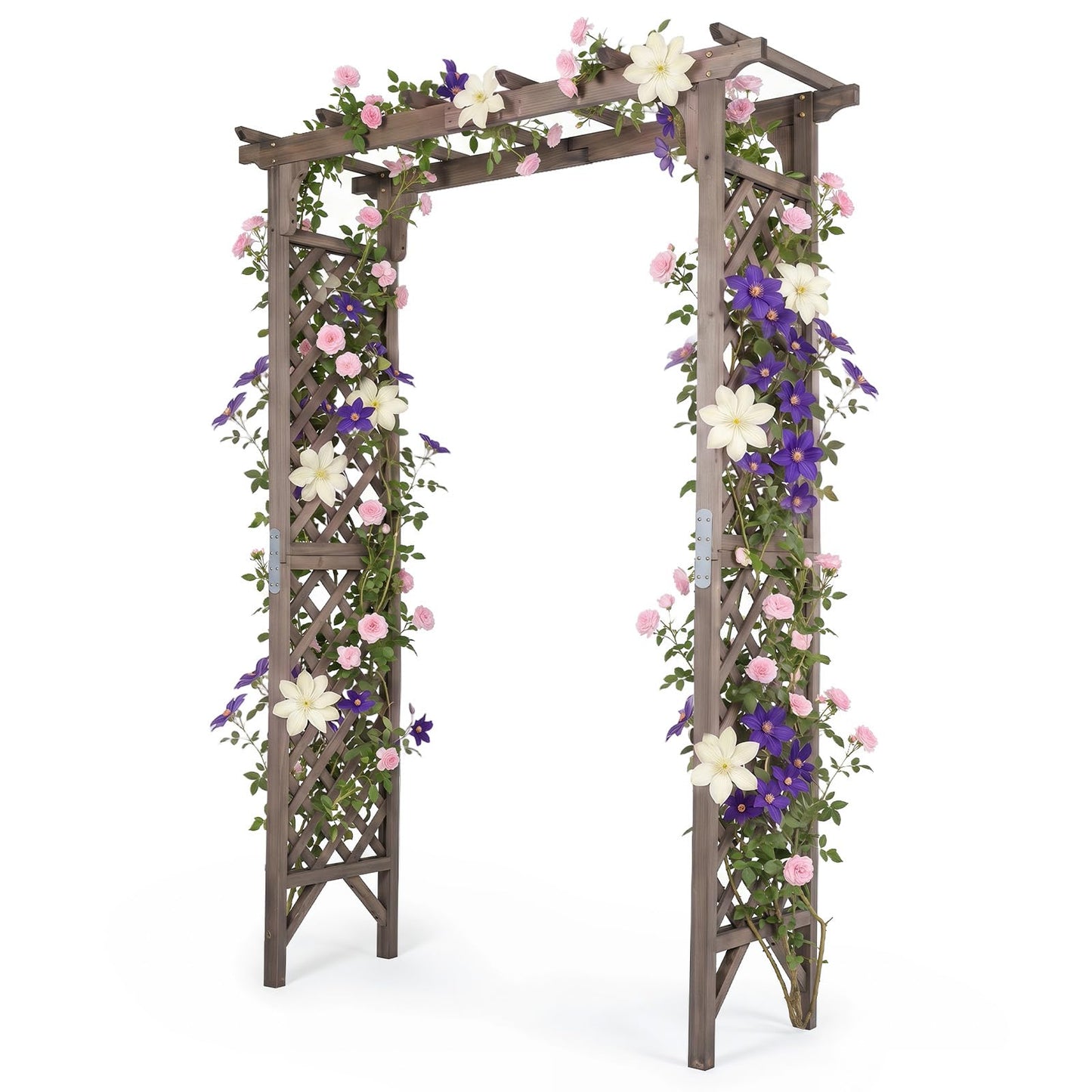 Tangkula 85" Wood Garden Arch Trellis for Climbing Plants