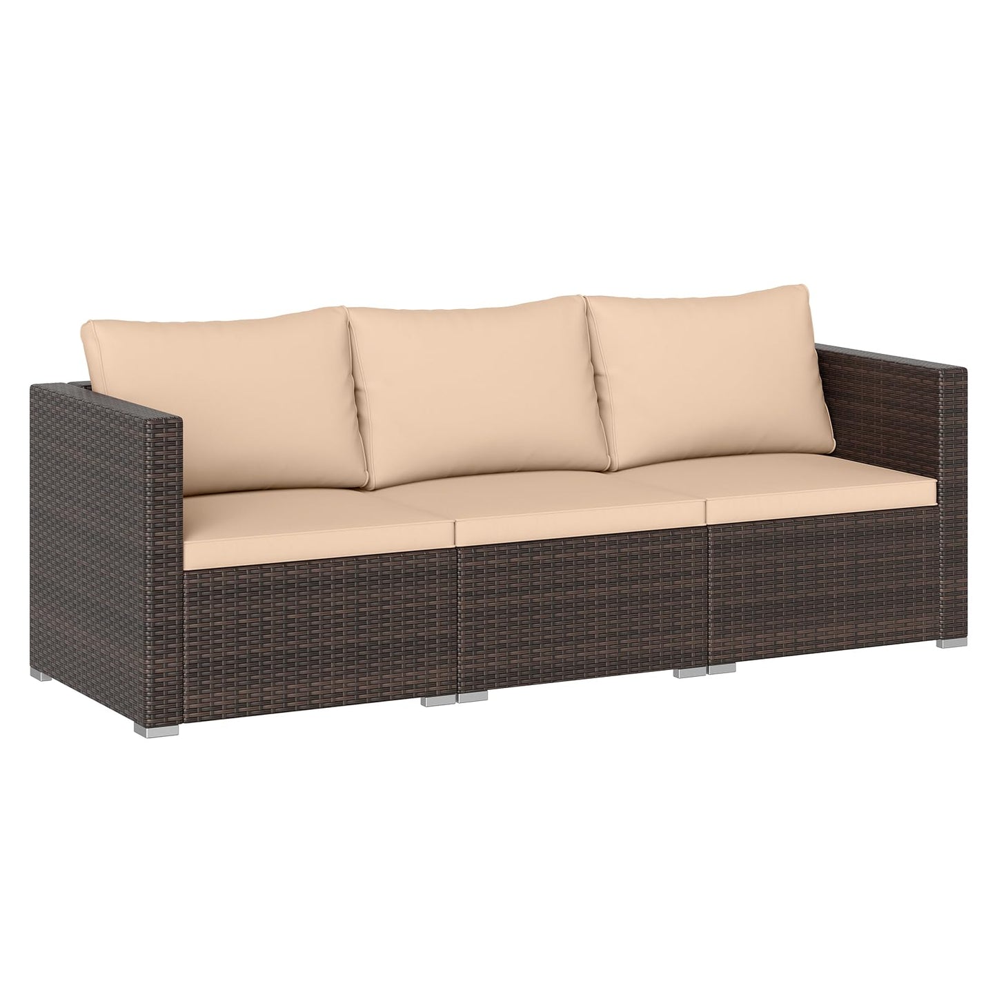 Tangkula 3 Seat Outdoor Modular PE Rattan Patio Cushioned Sectional Couch Furniture Set