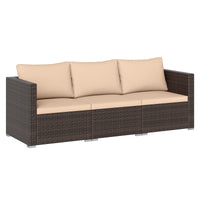 Tangkula 3 Seat Outdoor Modular PE Rattan Patio Cushioned Sectional Couch Furniture Set
