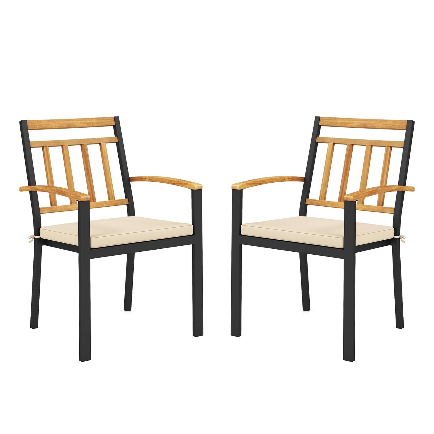 Tangkula Patio Dining Chairs Set of 2/4 Metal Outdoor Chairs