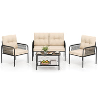 Tangkula Patio Furniture Set PE Rattan Sofa Chairs（4/8）