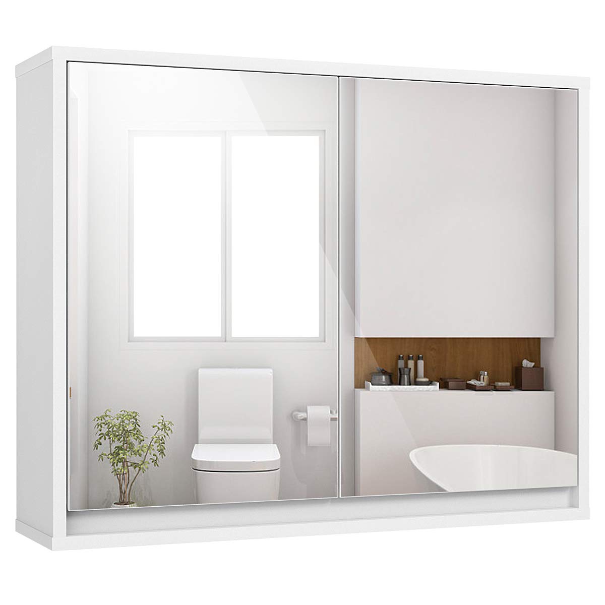 2-Tier Wall-Mounted Storage Cabinet - Tangkula