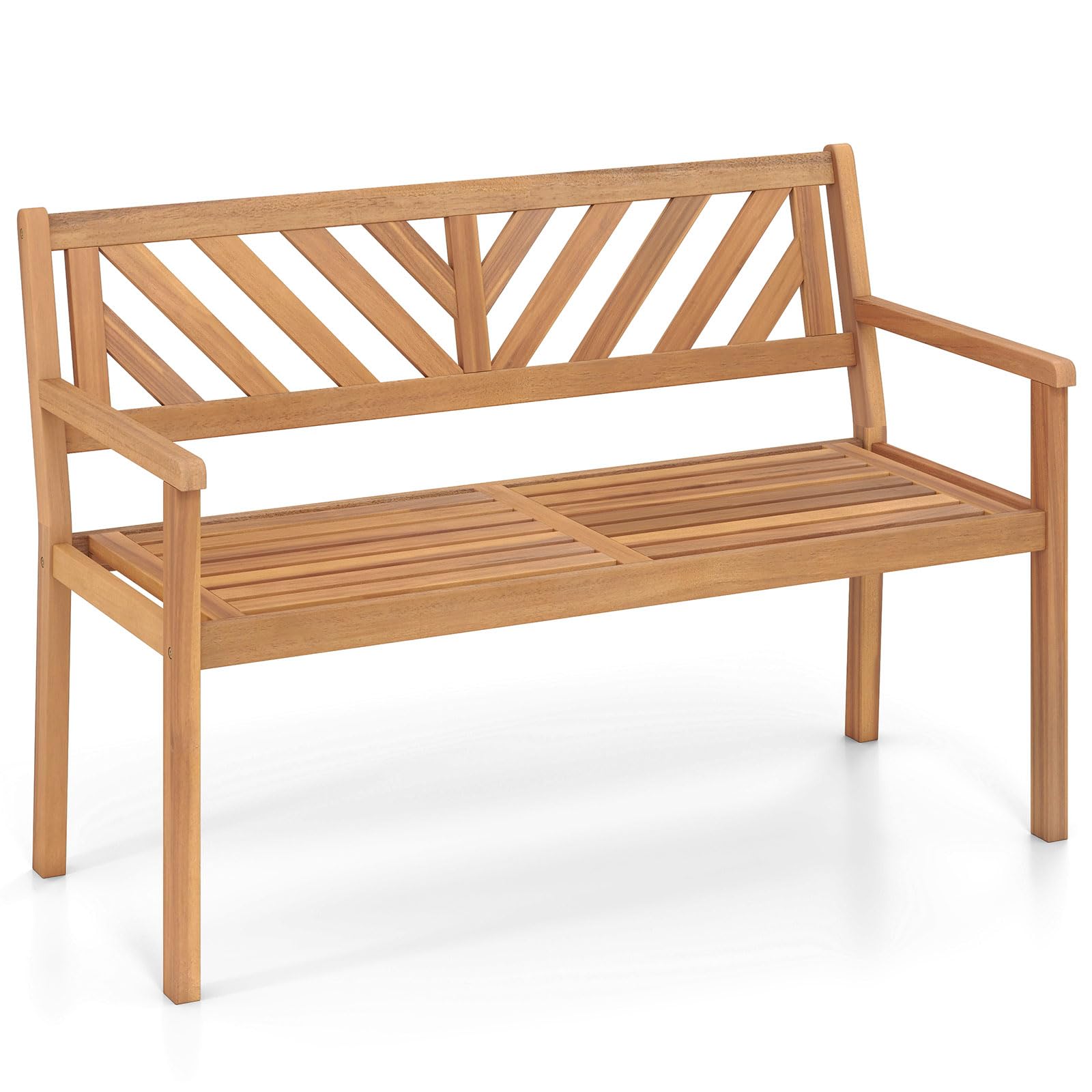 Tangkula 2-Person Patio Garden Bench with Armrests & Backrest
