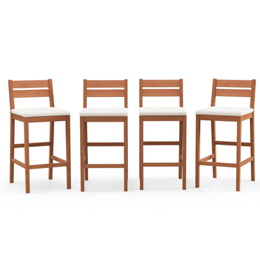 Tangkula Patio Eucalyptus Wood Bar Stools Set of 2/4