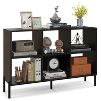 Tangkula 6 Cube Bookshelf, 2-tier Wood Storage Open Bookcase with Elevated Metal Legs, 5-Position Adjustable Shelf