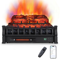 Tangkula 23" WiFi Fireplace Insert Pinewood Set with App and Remote
