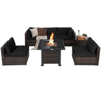 Tangkula 7 Pieces Patio Furniture Set with Fire Pit Table