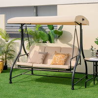 Tangkula 3 Seats Converting Patio Swing, Outdoor Porch Garden Canopy Swing with Comfortable Cushion Seats