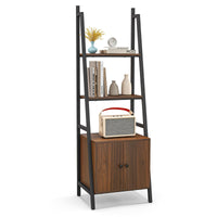 Tangkula 4-Tier Ladder Shelf with Cabinet 63” Tall Bookshelf