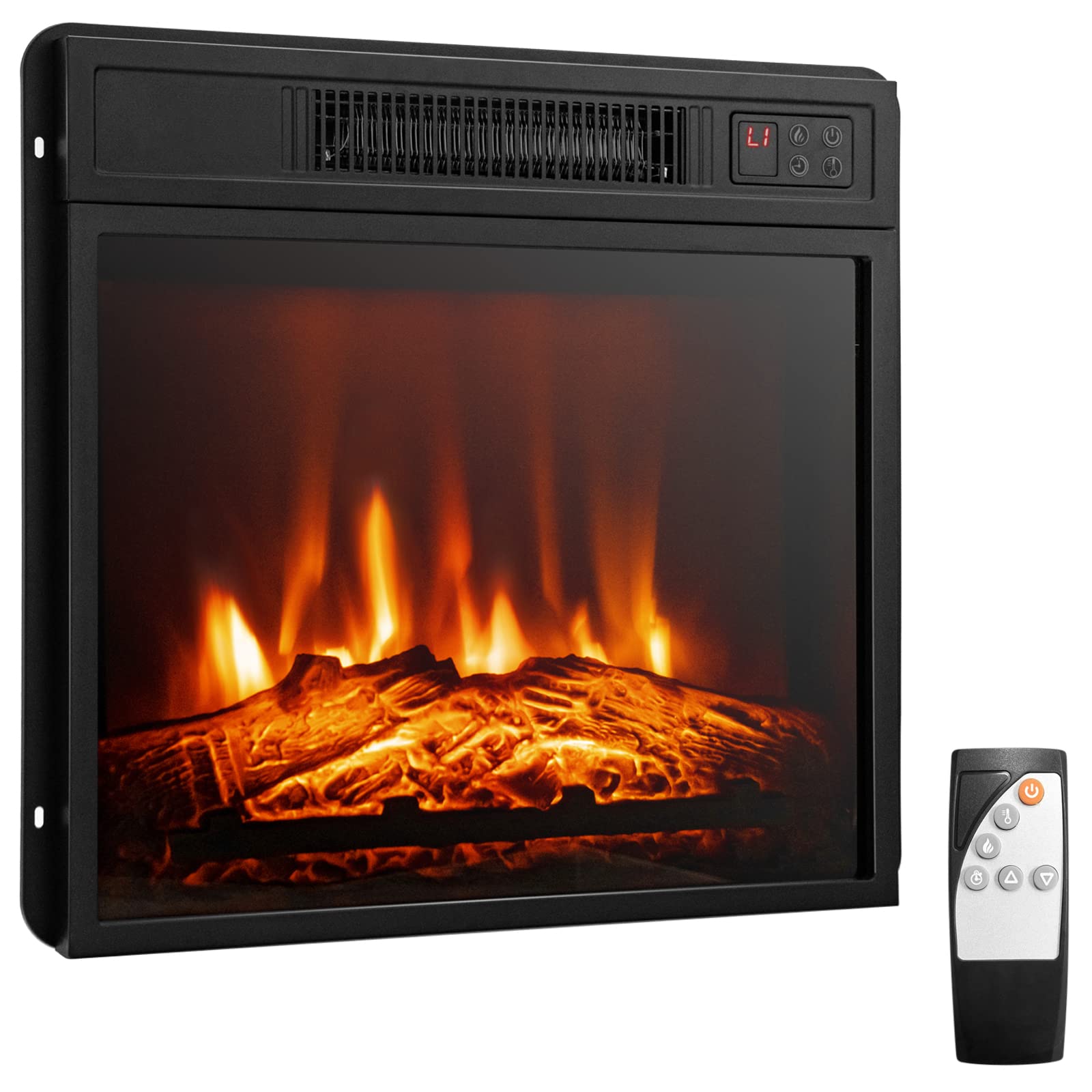 Tangkula Electric Fireplace Insert, Recessed 1400 W Electric Fireplace