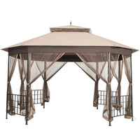 Tangkula 10 x 12 Ft Patio Gazebo, Heavy Duty Octagonal Gazebo Canopy w/Netting Sidewalls & Sturdy Steel Frame