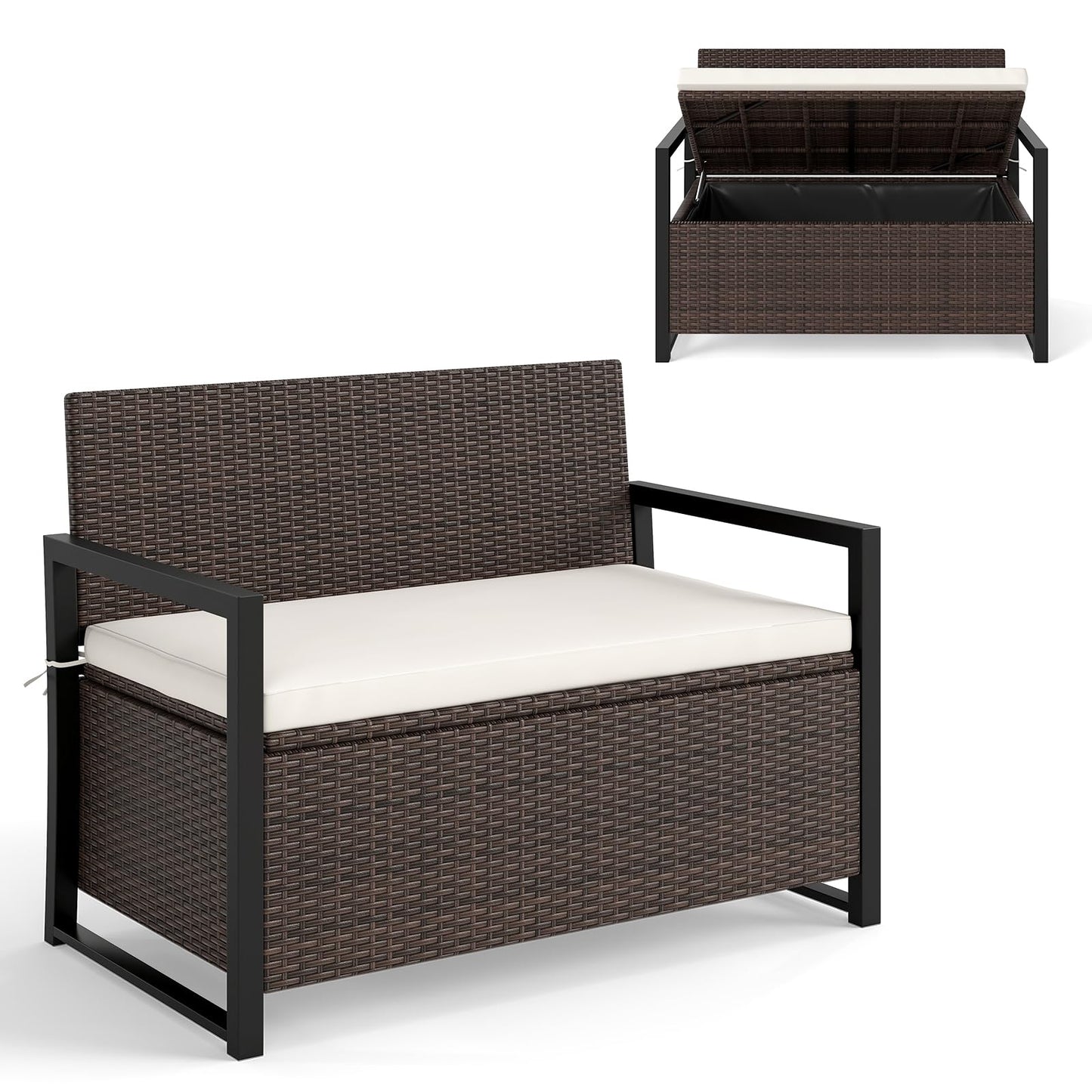 Tangkula 40 Gallon Outdoor Bench with Storage