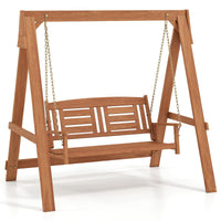 Tangkula 2-Seater Wood Porch Swing with Stand