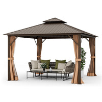 Tangkula Hardtop Gazebo, Patio Gazebo with Galvanized Steel Double Roof & Aluminum Frame