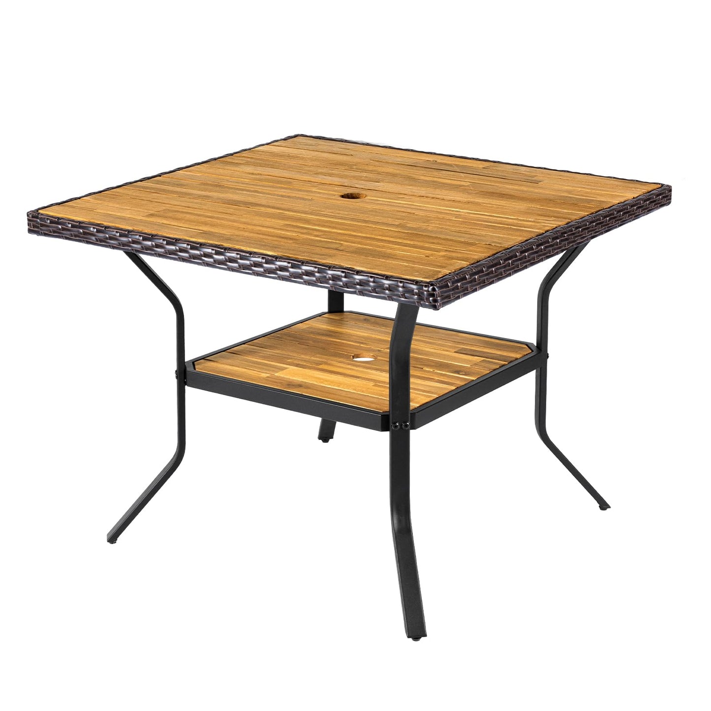 Tangkula 37" Square Wood Patio Dining Table for 4