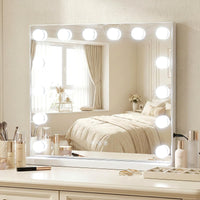 Tangkula Miroir de Maquillage 50,8 x 43,2 cm avec 14 Ampoules Modes d'Éclairage et Luminosité Réglables