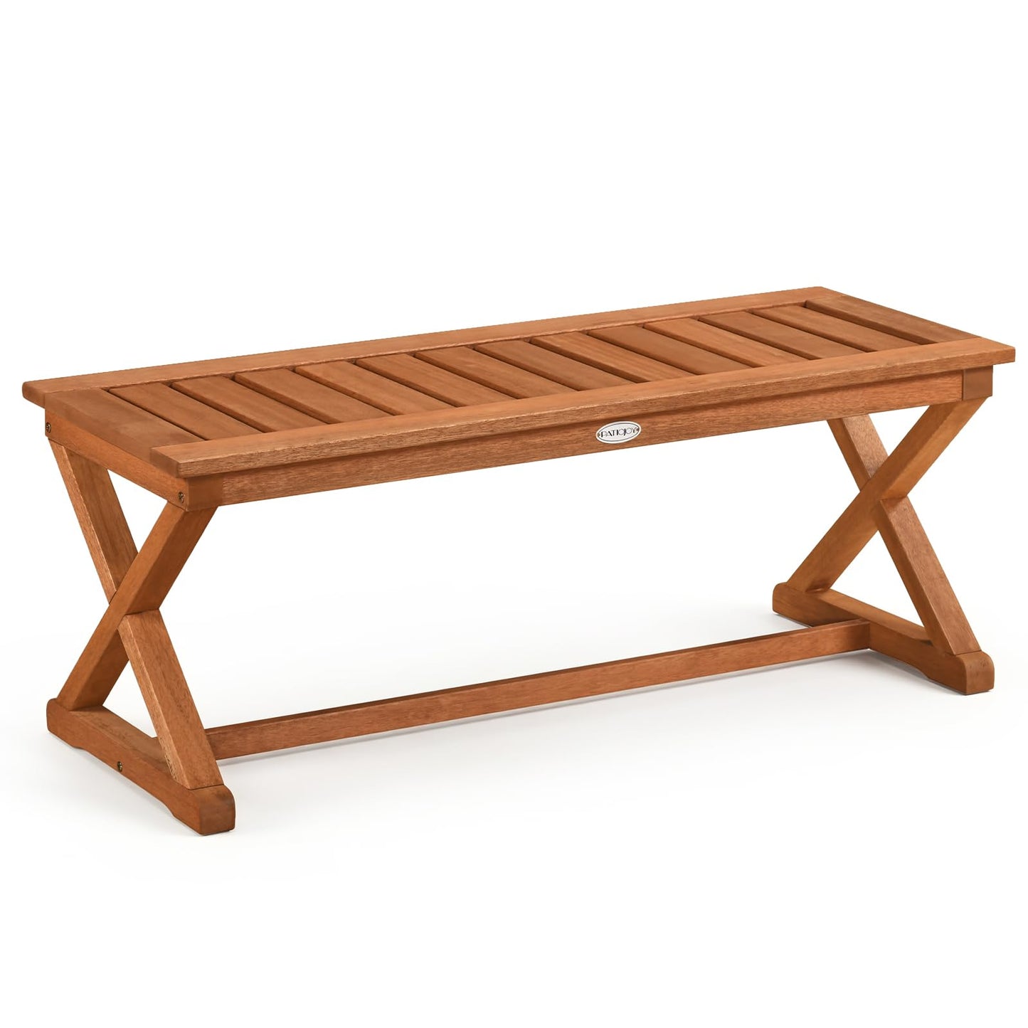 Tangkula Wood Outdoor Bench Backless