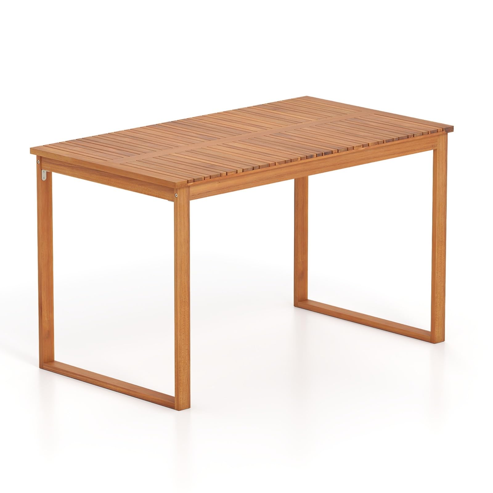 Tangkula 49" x 27.5" Acacia Wood Patio Dining Table for 4-6 Slatted Tabletop