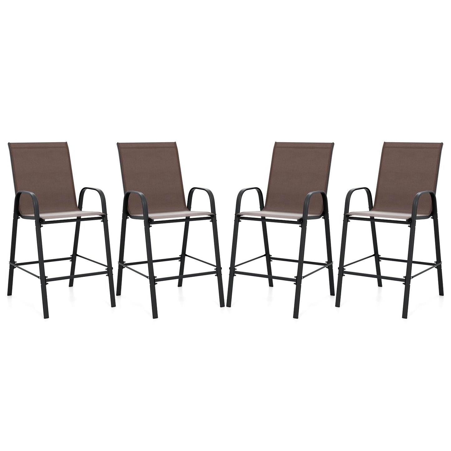 Tangkula Outdoor Bar Stools Set of 2/4 with High Back for Backyard Deck Pool